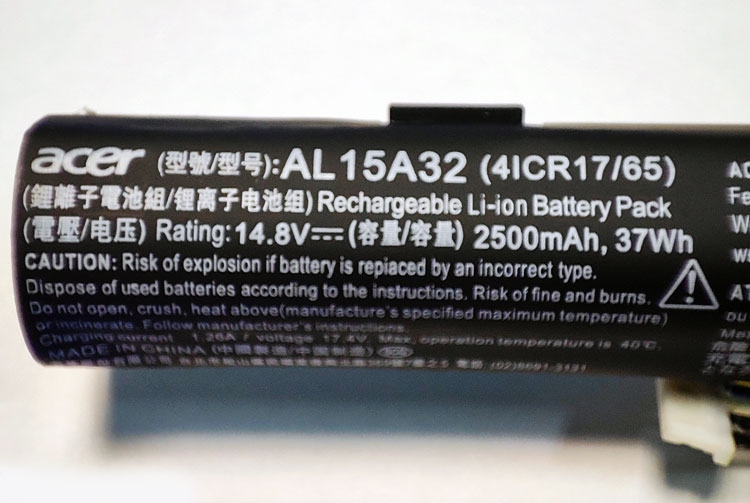 Аккумулятор Acer AL15A32, для ноутбука Aspire E5-532 E5-522 E5-573 TravelMate P257-M 2500mAh 14.8V