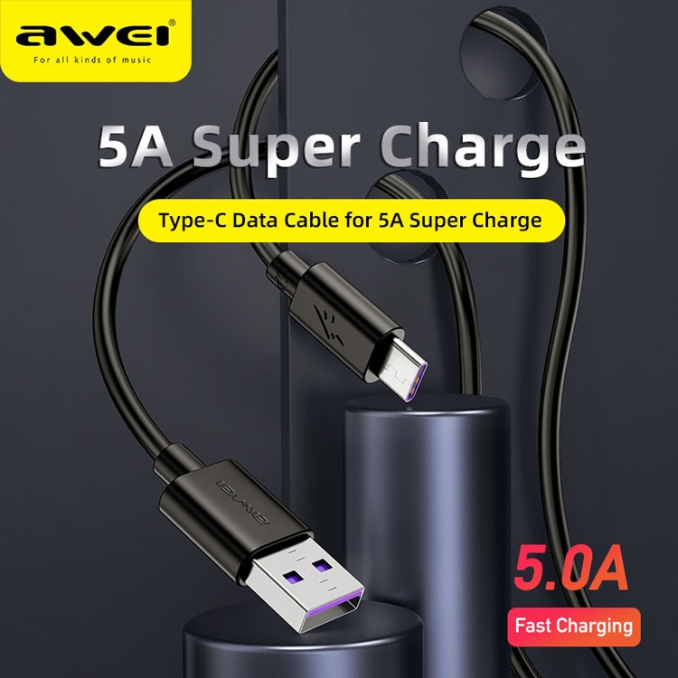 Кабель 5A для смартфона USB в Type-C черный Awei CL-110T super fast charge