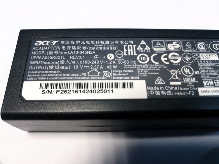   Acer ADP-45HE-D 19V 2.37A 5.5*1.7 a314-32 a315-35 a315-54 a315-56 e5-573 e5-522