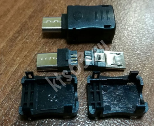 Разъем Micro USB A папа (черный) V2