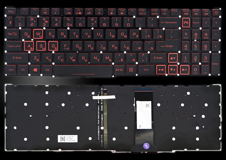 Клавиатура для ноутбука Acer Nitro 5 AN515-54 с красной подсветкой