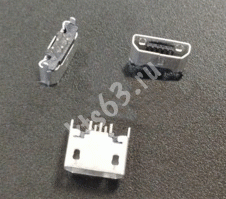 Разъем Micro USB B мама 5 pin на плату (без ножек)