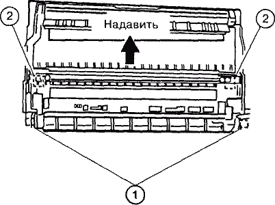 освободить от защелок 2 внешнюю часть узла лампы сканирования