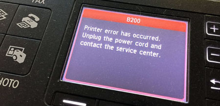Ошибка струйного принтера canon
