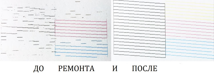 Некачественная печать струйного принтера